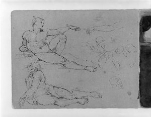 Creation Of Adam; Sleeping Adam, After Michaelangelo; Other Figures; Profile Of Head Of Man In Helmut — Thomas Sully