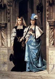 Two Elegant Ladies Leaving A Church — Ladislaus Bakalowicz