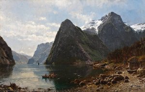 Fjord Landscape with People