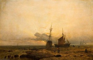 Coast Scene, Evening — Henry Thomas Dawson, Romanticism