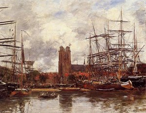 Dordrecht, View Of The Port — Eugène Louis Boudin