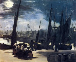 Moonlight Over Boulogne Harbor — Édouard Manet, Impressionism