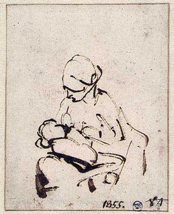 Woman Suckling A Child — Rembrandt Van Rijn, Baroque