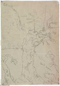 Old Shongo, Rocks And Lake — Thomas Cole