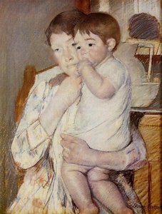 Baby In His Mother`s Arms, Sucking His Finger — Mary Stevenson Cassatt