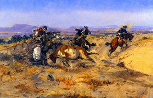 When Cowboys Get In Trouble (also Known As The Mad Cow) — Charles Marion Russell