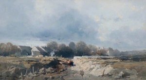 View Of A Village Among Trees — Eugene Deshayes