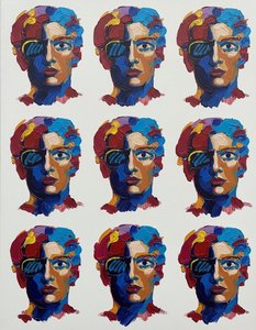 Fragmented Identities In Ultramarine: A Monumental Grid Of Nine Sculptural Portraits — Julien Vasseur