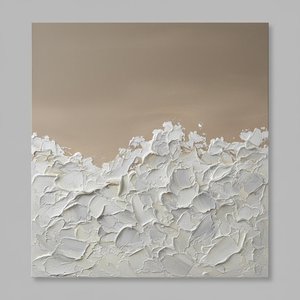 Monolithic Silence: A Sculptural Study In Ethereal Taupe And Impasto Relief — David Moreau, Contemporary Abstract