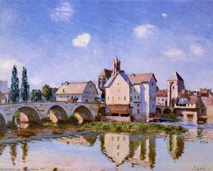 The Moret Bridge In The Sunlight — Alfrēd Sislē, Impressionism