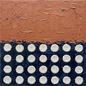 Monumental Resonance: A Sculptural Study Of Terracotta Horizons And Rhythmic Midnight Tides — David Moreau, Plaster & Texture Art