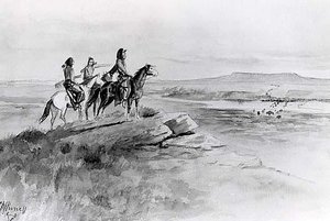 Sighting The Buffalo, (painting) — Charles Marion Russell