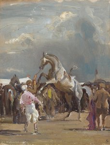 Saddling The Grey — Edward Seago