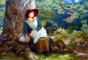 Asleep In The Woods — Arthur Hughes, Pre-raphaelite