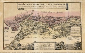 Title (Original): Partie du Gange où Sont des Etablissements du commerce des Nations de l’Europe dns les Indes orientales.