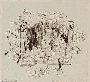 The Opera Box, Design For A Wood Engraving. Preliminary Sketch — Daniel Maclise