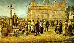 Português Braz Cubas Lê O Foral De Vila (painel Central) — Benedito Calixto, Baroque