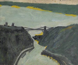 Ravine With Estuary (bristol Channel And Suspension Bridge ) — Alfred Wallis
