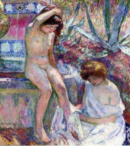 Marthe And Madame Lebasque At The Fountain — Henri Lebasque