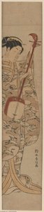 Young Woman Tuning A Shamisen — Suzuki Harunobu