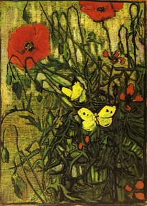 Poppies And Buttreflies — Vincent Willem Van Gogh, Post-impressionism