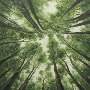 Celestial Canopy In Emerald Shadows: A Singular Vision Of Meditative Forest Light — Laurent Fontaine, Organic Modern Art