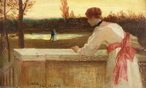 Girl On A Balcony Watching A Couple By A Lake — Philip Richard Morris