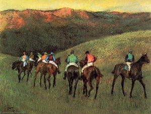 Rennpferde In Einer Landschaft — Hilaire-germain-edgar Degas, Impressionistische Pastellwerke