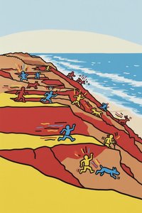 Crimson Descent, Azure Horizon — Jacques Villedieu, Street Art / Pop Art