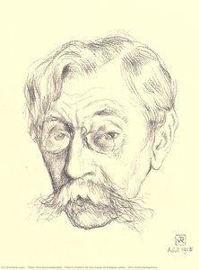 Pencil Sketch Of The Head Of Belgian Poet Émile Verhaeren — Theo Van Rysselberghe, Neo-impressionism