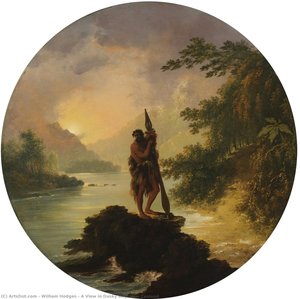 A View In Dusky Bay, New Zealand — William Hodges, Romantic Landscape Romantic Landscape