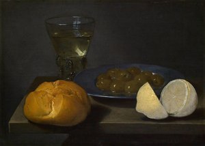 Still Life Of Bread, Plate With Olives, Lemon And Glassware — Jacob Foppens Van Es