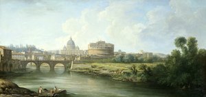 View Of The Castel Sant'angelo In Rome — Pierre Antoine De Machy