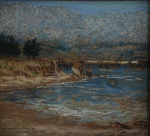 Typical Old Santa Barbara Sketch at Beach, (painting)