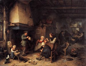 Peasants In An Interior — Adriaen Van Ostade