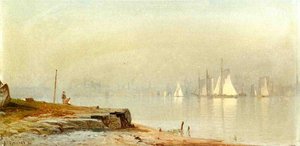 Harbor Scene And White Sails — Alfred Thompson Bricher