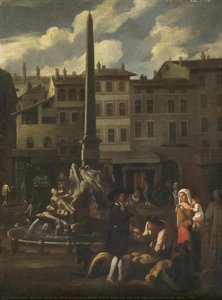 Market Scene In Rome, Piazza Navonna, Michael Sweerts (manner Of), 1650 - 1680 — Michael Sweerts