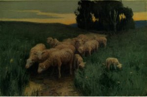 At The Spring (sheep In Field) — Eanger Irving Couse