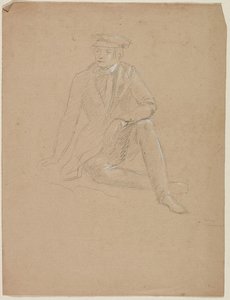 Seated Male Figure In A Yachting Cap — Thomas Cole, Hudson River School