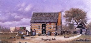 Log Cabin With Stretched Hide On Wall — William Aiken Walker