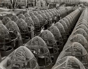 Women Aircraft Workers Finishing Transparent Bomber Noses For Fighter And Reconnaissance Planes At Douglas Aircraft Co. Plant In Long Beach, Calif. — Alfred Palmer