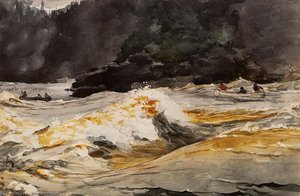 Canoes In Rapids, Saguenay River — Winslow Homer, Impressionism