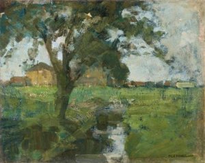 Farm Setting With Foreground Tree And Irrigation Ditch — Пит Мондриан
