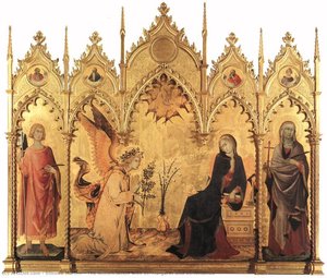 Die Verkündigung Mit St. Margareta Und St. Ansanus — Simone Martini, Internationale Gotik
