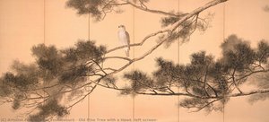 Old Pine Tree With A Hawk (left Screen) — Kawai Yoshisaburō