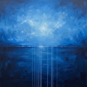 Celestial Indigo Echoes: A Singular Masterpiece Of Turbulent Light And Midnight Depths — Christian Noiret, Contemporary Abstract