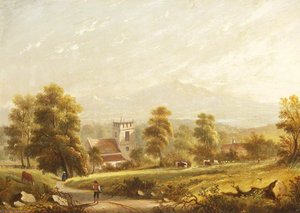 Village Scene With Church — John Callow