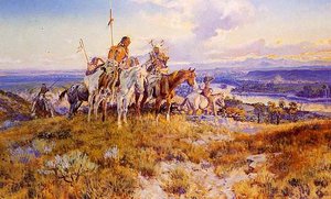 Wagons, (painting) — Charles Marion Russell