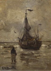 A Bomschuit On The Beach On A Grey Day