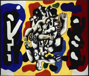 Divers On A Yellow Background — Fernand Léger